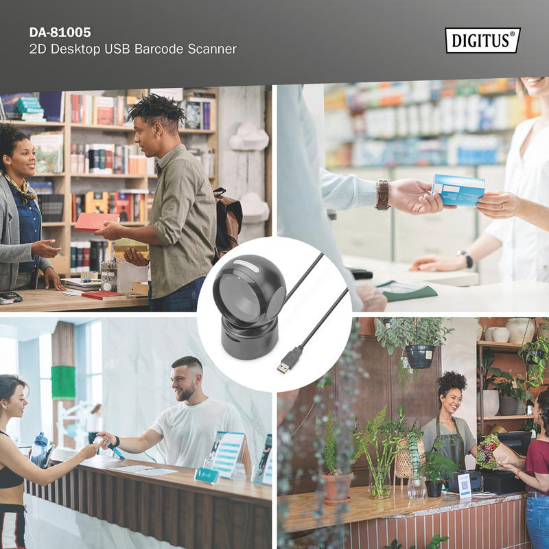 DIGITUS Scanner di codici a barre USB desktop 2D