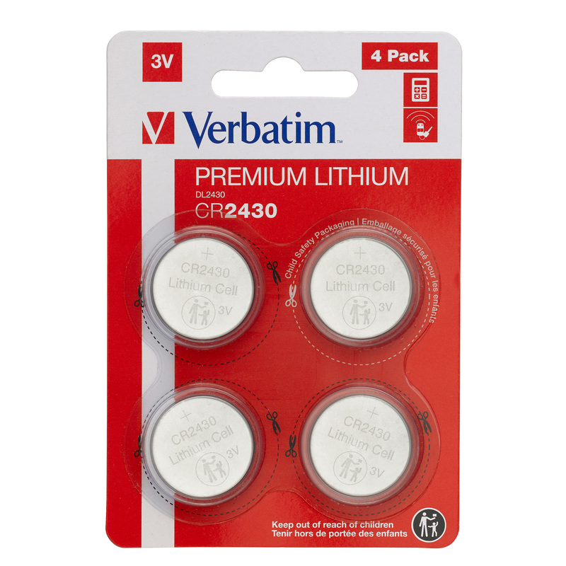 BLISTER 4 MICROPILE A PASTIGLIA CR2430 LITIO 3V VERBATIM