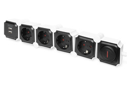 DIGITUS PRESA MULTIPLA FLESSIBILE DA 4 CON 2 ATTACCHI USB E INTERRUTTORE