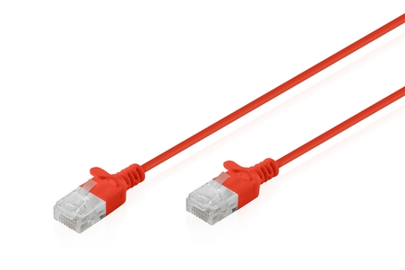CAVO RETE CAT 6 U-UTP RAME LSZH SLIM 0.3 m, ROSSO