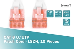CAVO PATCH U/UTP CAT 6 - LSZH,10 PEZZI 0,5 MT. COLORE GRIGIO