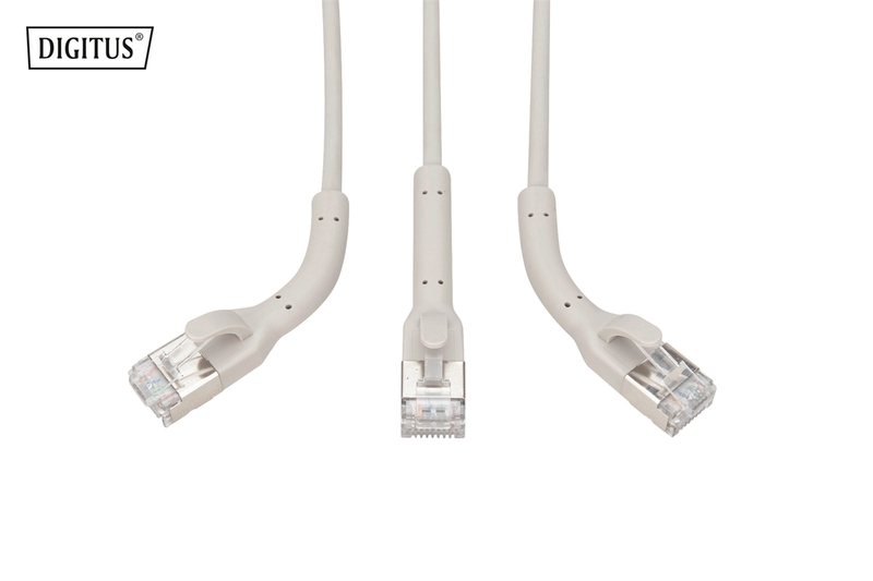 DIGITUS Cavo patch angolato CAT 6A F-FTP, rame, 3 m, grigio conf 10 pezzi