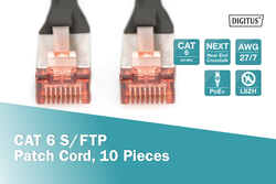 CONFEZIONE 10 CAVI CAT 6 SCHERMATI S/FTP MT 0,25 COLORE NERO DIGITUS