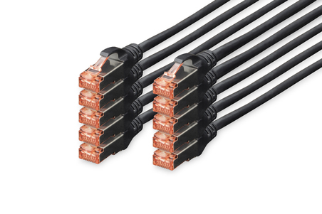 CONFEZIONE 10 CAVI CAT 6 SCHERMATI S/FTP MT 0,5 COLORE NERO DIGITUS