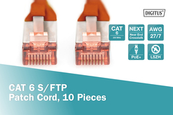 CONFEZIONE 10 CAVI CAT 6 SCHERMATI S/FTP MT 0,5 COLORE ROSSO DIGITUS