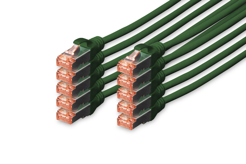 CONFEZIONE 10 CAVI CAT 6 SCHERMATI S/FTP MT 1 COLORE VERDE DIGITUS