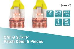 CONFEZIONE 5 CAVI CAT 6 SCHERMATI S/FTP MT 10 COLORE GIALLO DIGITUS