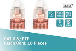 CONFEZIONE 10 CAVI CAT 6 SCHERMATI S/FTP MT 0,25 COLORE GRIGIO DIGITUS