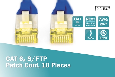 Cavo patch CAT 6A S/FTP, 10 pezzi lunghezza 2 mt. colore blu