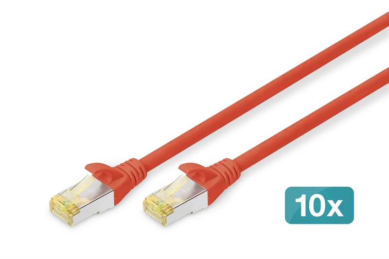 Cavo patch CAT 6A S/FTP, 10 pezzi  lunghezza 2 mt. colore rosso