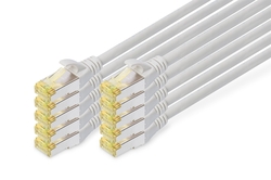 Cavo patch CAT 6A S/FTP, 10 pezzi  lunghezza 0,25 mt. colore grigio