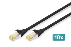 Cavo patch CAT 6A S/FTP, 10 pezzi lunghezza 0,25 mt. colore nero