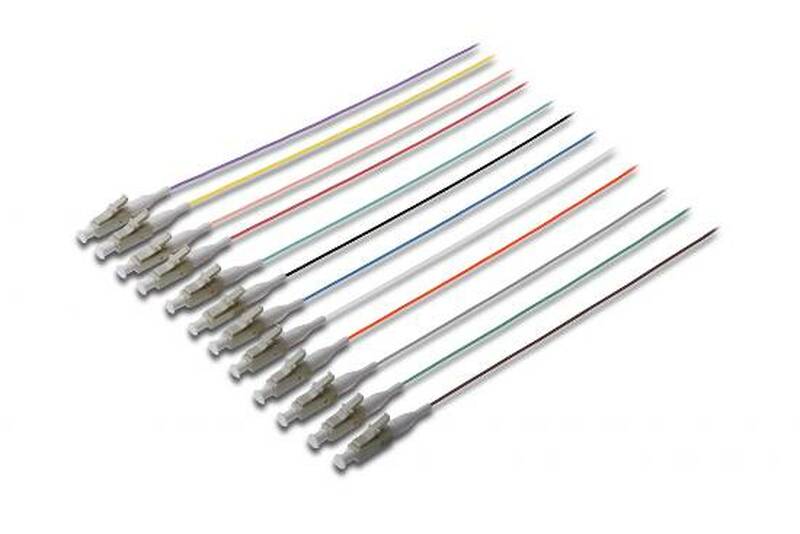 SET 12 CAVI PIGTAIL FIBRA OTTICA COLORATI CONNETTORI LC OM4 50/125 UPC SIMPLEX
