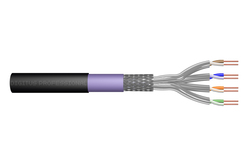 CAVO SOLIDO DOPPIA SCHERMATURA S-FTP PER RETI CATEGORIA 7 MATASSA MT 100 GUAINA PE PER INSTALLAZIONI ESTERNE O SOTTERRANEE