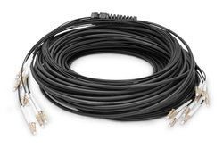 Cavo breakout universale in fibra ottica dotato di terminali, Multimode OM4, 8 fibre, LC/UPC - LC/UPC 150 mt. colore nero