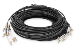 Cavo breakout universale in fibra ottica dotato di terminali, Multimode OM4, 12 fibre, LC/UPC - LC/UPC   75 mt. colore nero