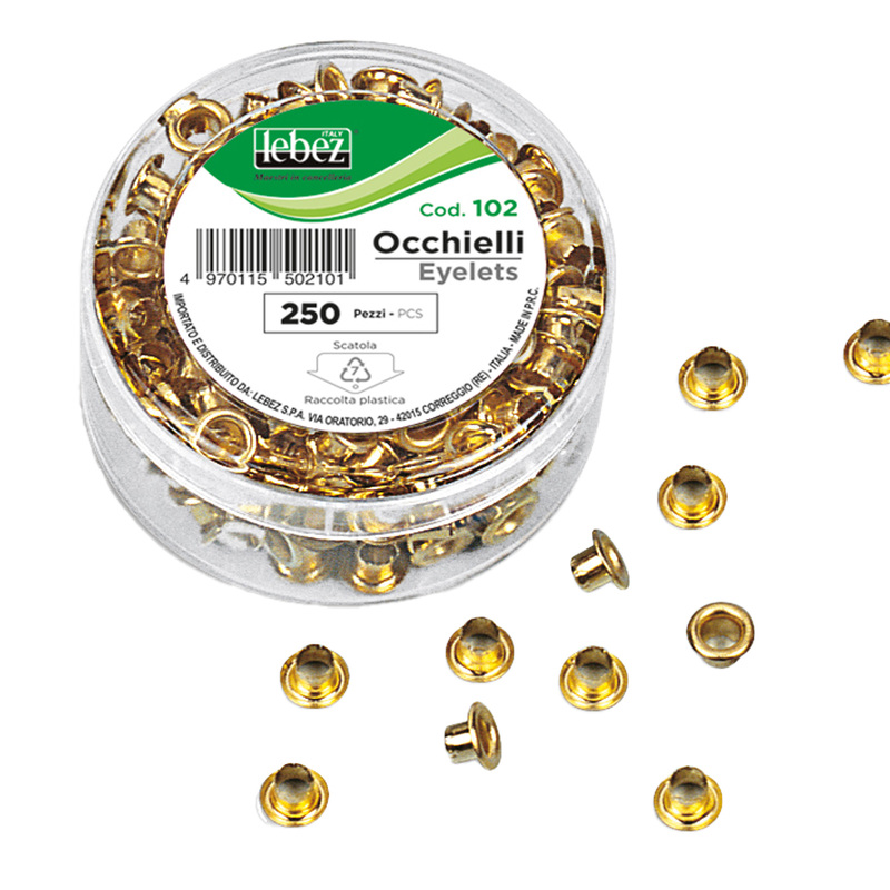 SCATOLA 250 OCCHIELLI OTTONE PER OCCHIELLATRICE DIAM.5MM