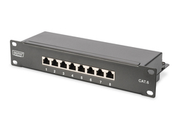 ARMADIO RACK 9 UNITA' 10 CON 1 RIPIANO, MULTIPRESA, SWITCH DI RETE 8 PORTE GIGABIT, PANNELLO PATCH 8 PORTE, 10" CAVI DI RETE NER