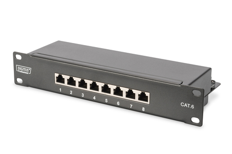 ARMADIO RACK 9 UNITA' 10 CON 1 RIPIANO, MULTIPRESA, SWITCH DI RETE 8 PORTE GIGABIT, PANNELLO PATCH 8 PORTE, 10" CAVI DI RETE NER