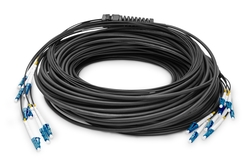 Cavo breakout universale in fibra ottica dotato di terminali, Singlemode OM2, 8 fibre, LC/UPC - LC/UPC   50 mt. colore nero