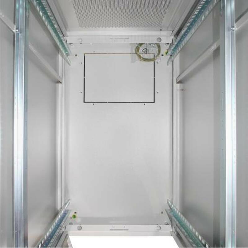 ARMADIO 26 UNITÀ 19" PER RETI E SERVER MISURE (A)1299 X (L)600 X (P)1000 MM. COLORE GRIGIO CHIARO PORTA TRAFORATA