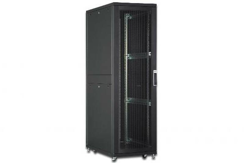 ARMADIO RACK 19" 42 UNITA' LINEA SERVER (A)1970 x (L)800 (P)1000MM. COLORE NERO CON PORTA TRAFORATA E RUOTE