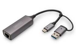 DIGITUS Adattatore Gigabit Ethernet USB Type-C™ 2.5G, USB-C™ + USB A (USB3.1/3.0)