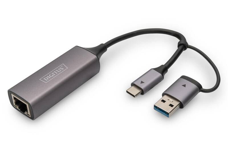 DIGITUS Adattatore Gigabit Ethernet USB Type-C™ 2.5G, USB-C™ + USB A (USB3.1/3.0)