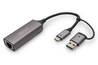 DIGITUS Adattatore Gigabit Ethernet USB Type-C™ 2.5G, USB-C™ + USB A (USB3.1/3.0)