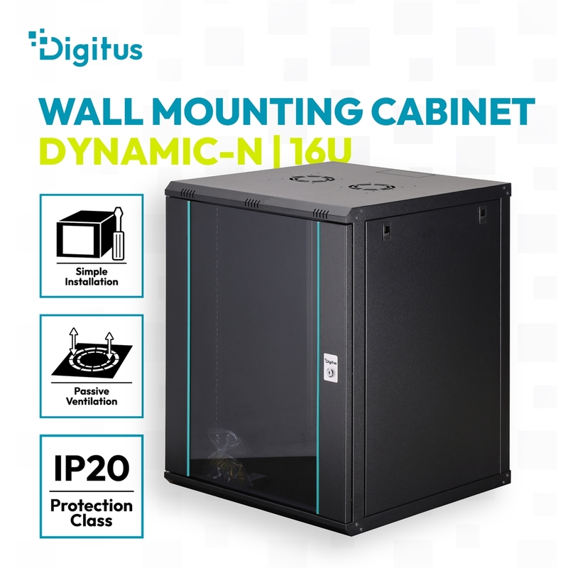 Armadio Rack 19" a Muro serie Dynamic-N - 600x600 mm (LxP), non montata