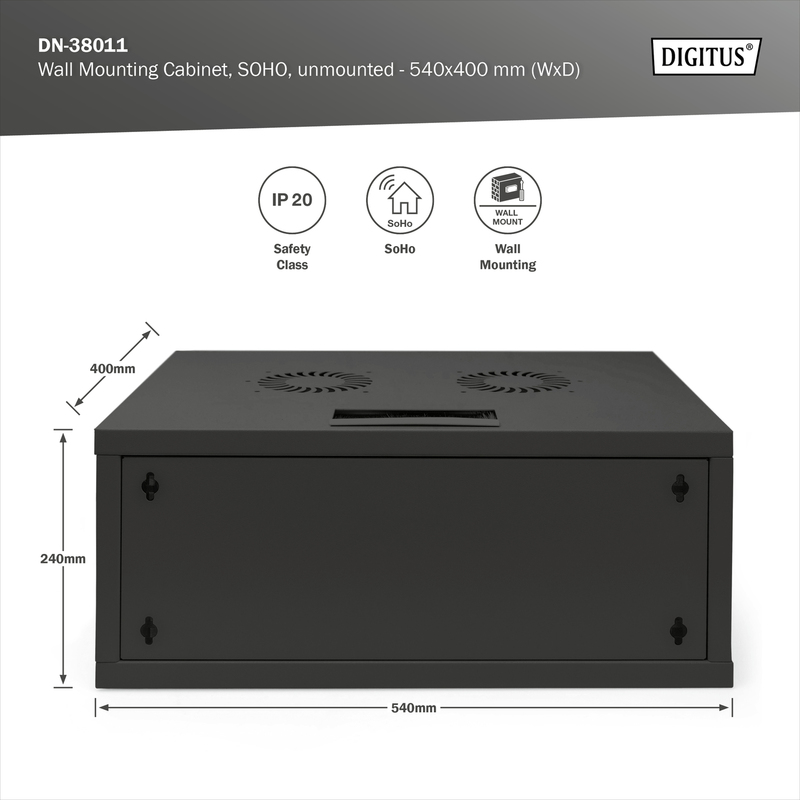 Armadio da muro 4U DIGITUS SOHO smontato - 540 x 400 mm (L x P) colore nero