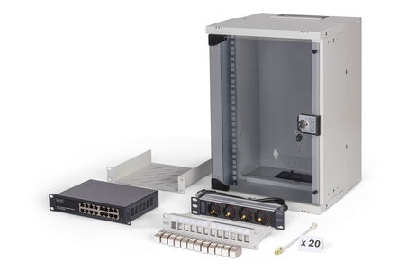 ARMADIO RACK DI RETE DIGITUS 10" CON ACCESSORI  - 9U, 315 x 300 mm (L x P)