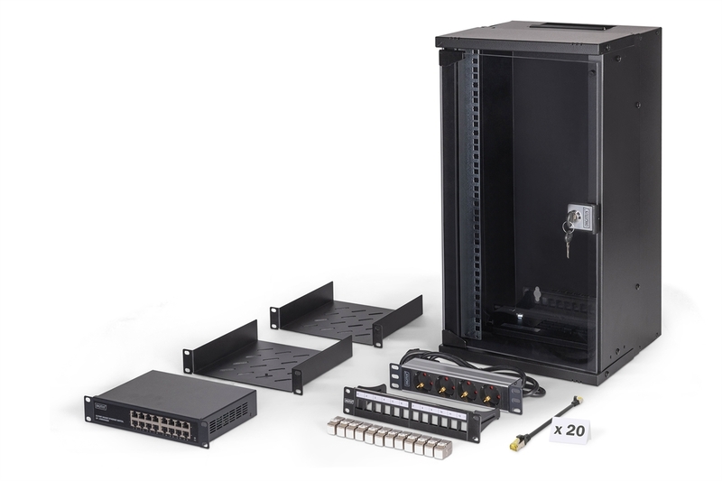 ARMADIO RACK DI RETE DIGITUS 10" CON ACCESSORI  - 12U, 315 x 300 mm (L x P)