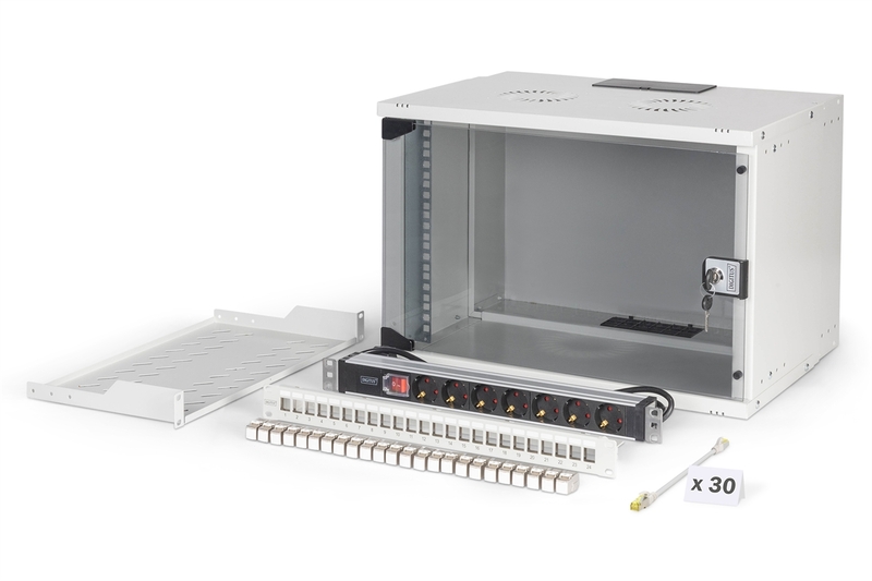 ARMADIO RACK DI RETE DIGITUS 19" CON ACCESSORI - 7U, 540 x 400 mm (L x P)