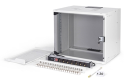 Supporto guida DIN 4U, 178x483x223 mm, galvanized incl. din rail, variable depth and height