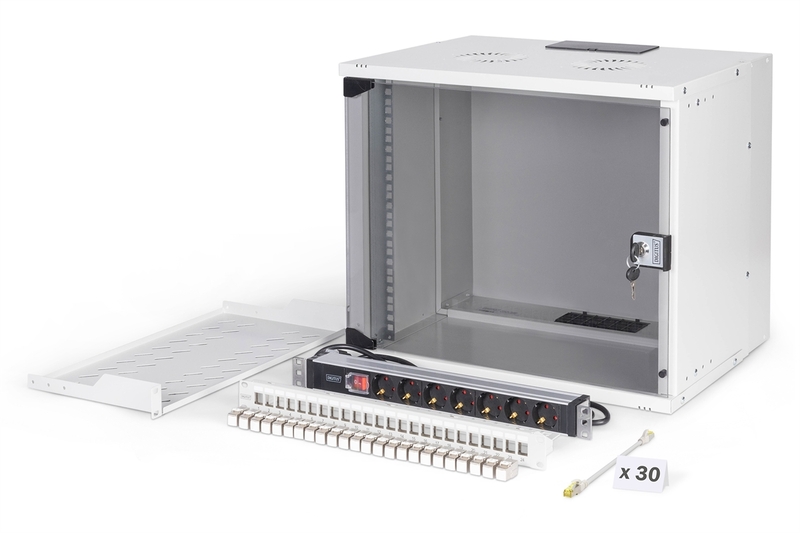 ARMADIO RACK DI RETE DIGITUS 19" CON ACCESSORI - 9U, 540 x 400 mm (L x P)