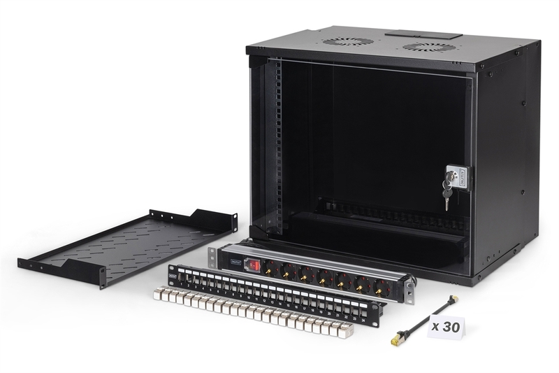 ARMADIO RACK DI RETE DIGITUS 19" CON ACCESSORI - 9U, 540 x 400 mm (L x P)