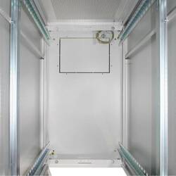 ARMADIO 26 UNITÀ 19" PER RETI E SERVER MISURE (A)1299 X (L)600 X (P)1000 MM. COLORE GRIGIO CHIARO PORTA TRAFORATA