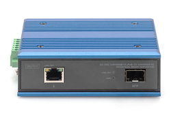 DIGITUS 10/100/1000Base-TX (PoE) a 1000Base-FX media converter industriale
