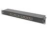PANNELLO PATCH 19" SCHERMATO 16 PORTE 8 POLI RJ45 PER RETI CATEGORIA 6 - 1 UNITA' NERO