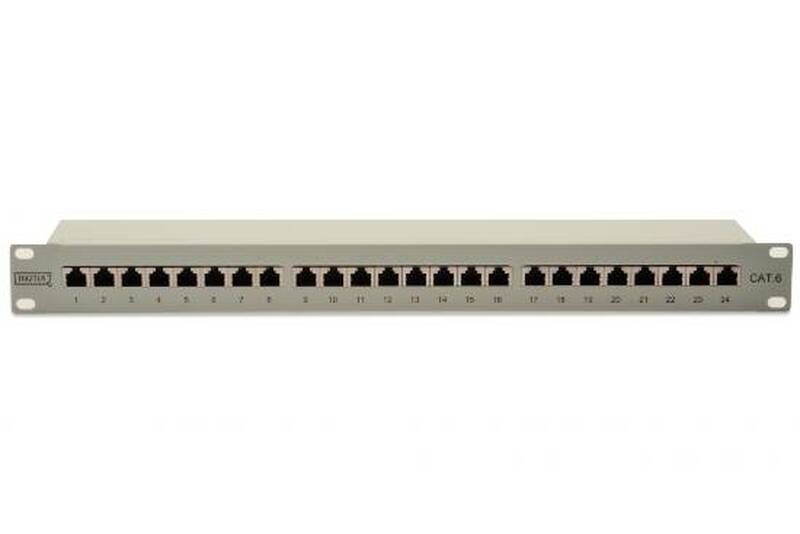 PANNELLO PATCH 19" SCHERMATO 24 PORTE 8 POLI RJ45 PER RETI CATEGORIA 6 - 1 UNITA'