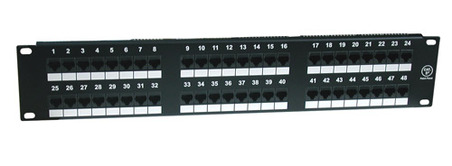 PANNELLO PATCH 19" NON SCHERMATO UTP 48 PORTE 8 POLI RJ45 PER RETI CATEGORIA 6 - 2 UNITA'
