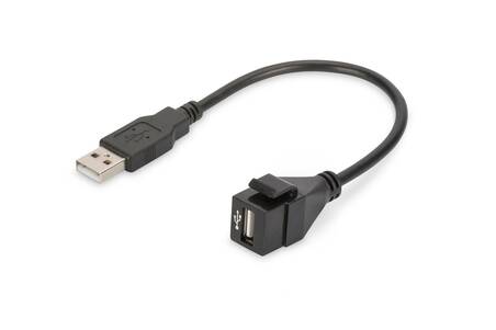 MODULO KEYSTONE USB 2.0 FEMMINA/FEMMINA CON CAVO 16 CM PER PLACCHE A MURO O PANNELLI PATCH