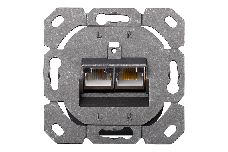 PLACCA PRESA MURO CAT. 6A SCHERMATA CON 2 PRESE RJ45 INSTALLAZIONE CAVI ORIZZONTALE