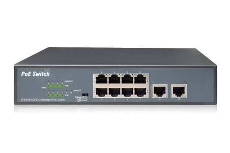 SWITCH 8 PORTE FAST ETHERNET POE 120 WATT CON 2 PORTE UPLINK