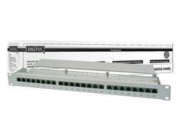 PANNELLO PATCH 19" SCHERMATO 24 PORTE 8 POLI RJ45 PER RETI CATEGORIA 5E - 1 UNITA'