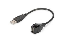 MODULO KEYSTONE USB 2.0 FEMMINA/FEMMINA CON CAVO 16 CM PER PLACCHE A MURO O PANNELLI PATCH