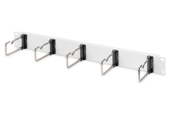 PANNELLO DI GESTIONE CAVI 1HE 5 ANELLI IN ACCIAIO 40X75 MM, GRIGIO (RAL 7035)