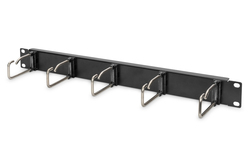 PANNELLO DI GESTIONE CAVI 1HE 5 ANELLI IN ACCIAIO 40X75 MM, NERO (RAL 9005)