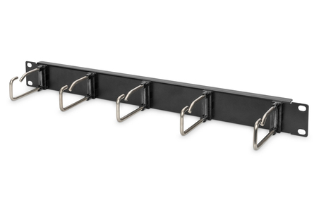 PANNELLO DI GESTIONE CAVI 1HE 5 ANELLI IN ACCIAIO 40X75 MM, NERO (RAL 9005)